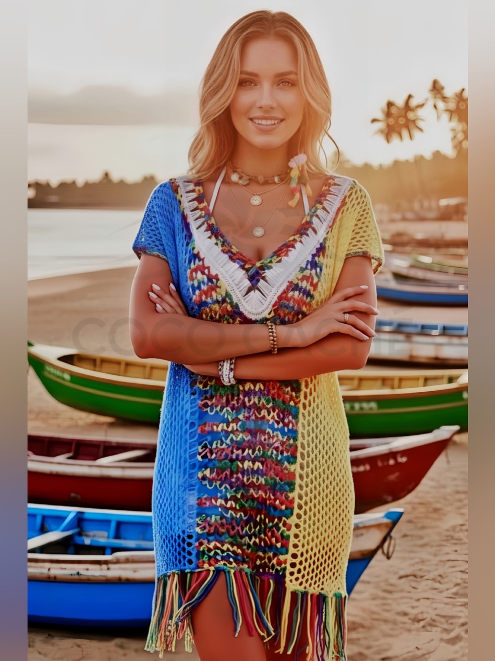 Multicolor Tunic Swimsuit Coverup - Picture 3 of 11